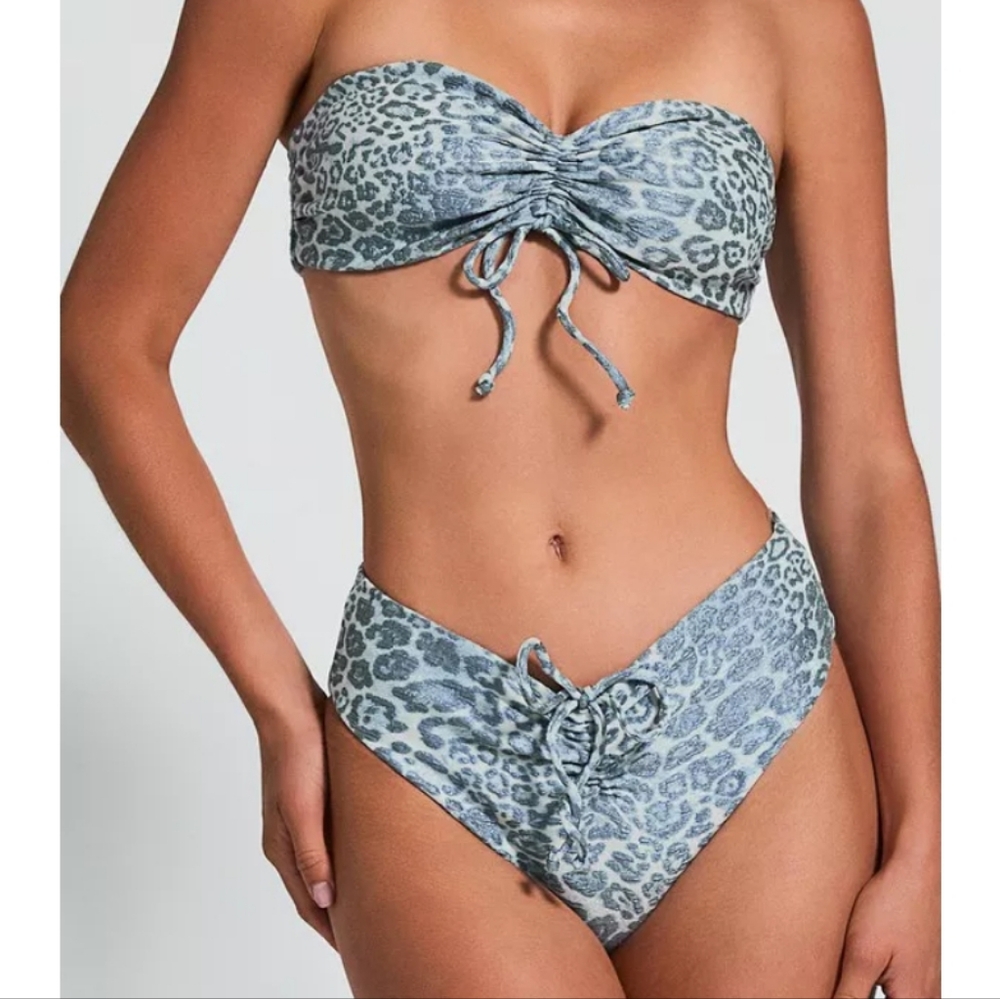 WOMEN'S DEVON WINDSOR BLUE CHEETAH PRINT METALLIC BIKINI SWIMSUIT BATHING SUIT